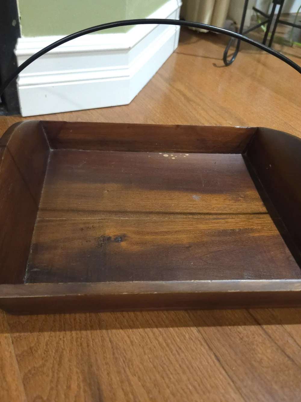 Farmhouse Style Wood & Metal Serving Tray w/ Black Swing Handle, Rooster Accent